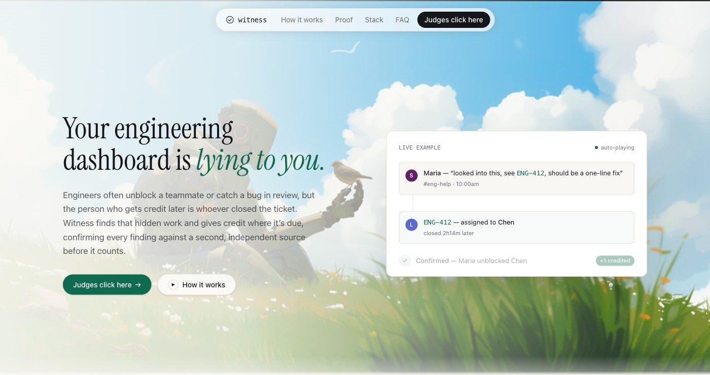 Witness landing page